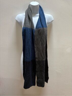 Source Unknown Blue Gray Black Block Knit Scarf